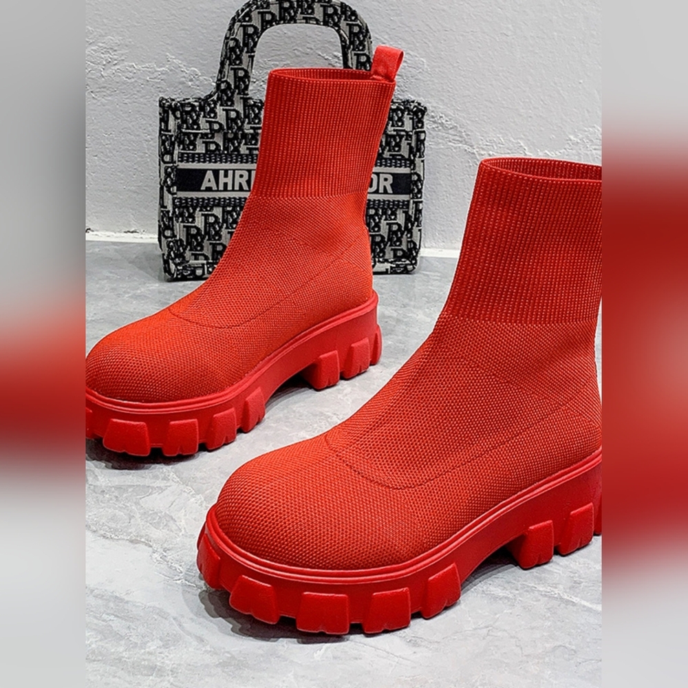 Just Jen's Red Women's Ankle Platform Boots